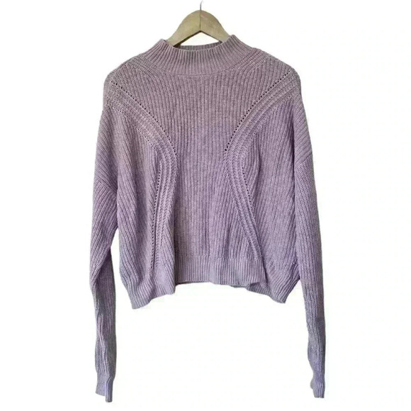 Kendall & Kylie Sweater Women size Small Long Sleeve Lilac Open Knit Crewneck - Picture 1 of 7